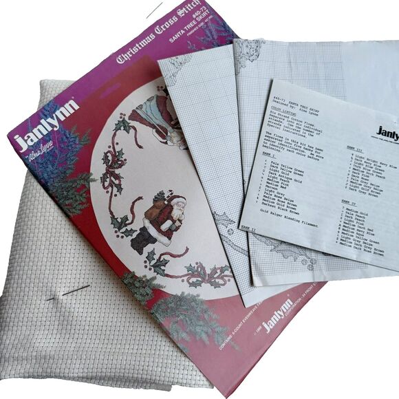 Incomplete Janlynn Christmas Counted Cross Stitch Santa Tree Skirt Kit Holiday - Picture 2 of 8